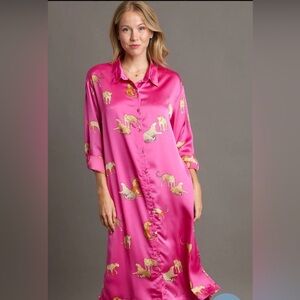 Umgee Satin Leopard Print Dress